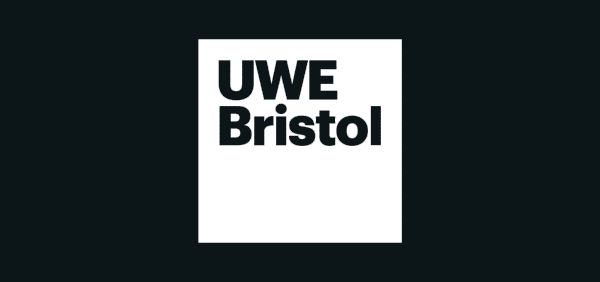 UWE Bristol logo in white on black background