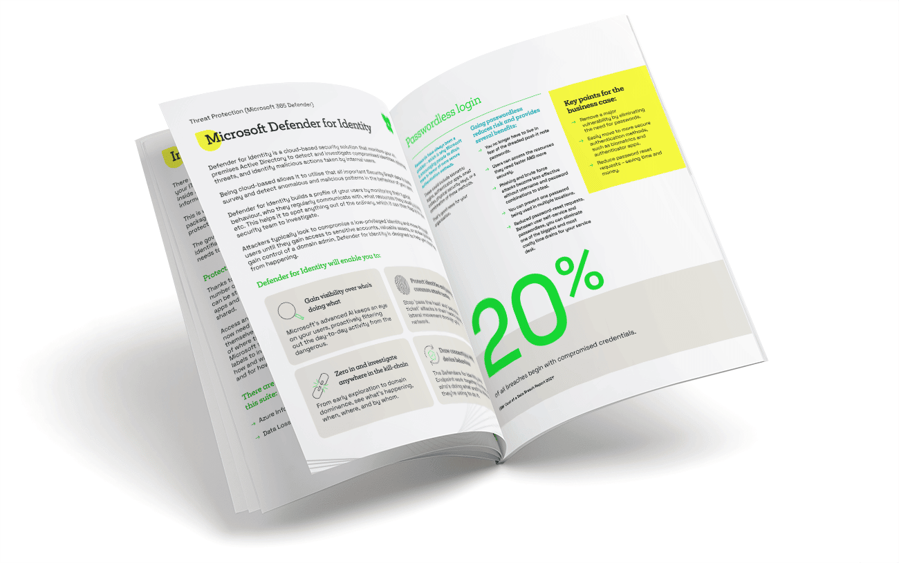 Open brochure preview of Microsoft enterprise security e-Guide.